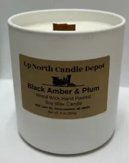 Ceramic Wood Wick Candle with Black Lid Product Image